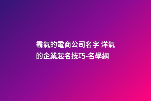 霸氣的電商公司名字 洋氣的企業起名技巧-名學網